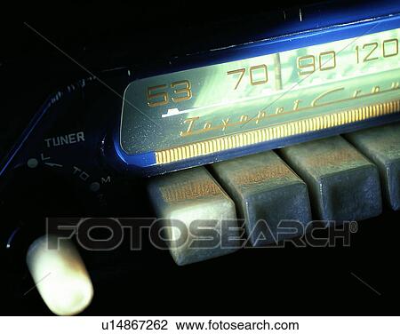 Stock Image - close-up, background, radios, music, in the dark. Fotosearch