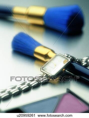 Stock Image - close-up, background, watch, timing, make up. Fotosearch