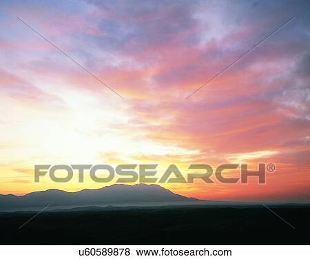 Stock Photo - clouds, sky, outdoors, sunset, landscape. Fotosearch