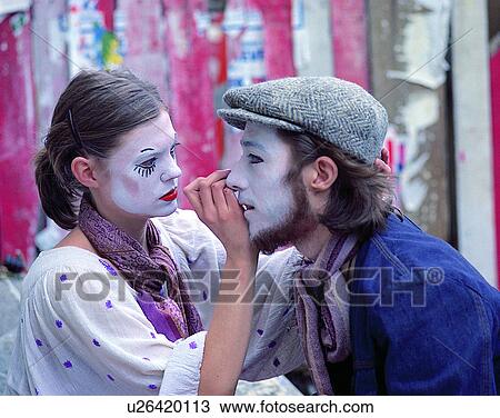 companionship, mime, make-up, young, woman View Large Photo Image Stock Image - companionship, mime, make-up, young, woman. Fotosearch