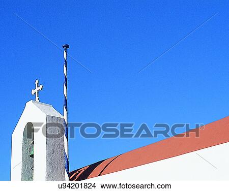 cross, outdoors, roof, church, buildings, Aegean sea View Large Photo Image Picture - cross, outdoors, roof, church, buildings, Aegean sea. Fotosearch