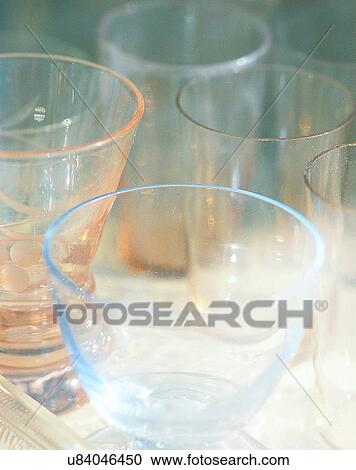 Stock Image - Europe, close-up, drinking ware, glasses. Fotosearch