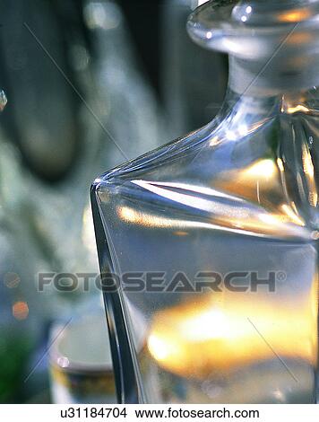 Picture - Europe, close-up, glass, bottles, light. Fotosearch