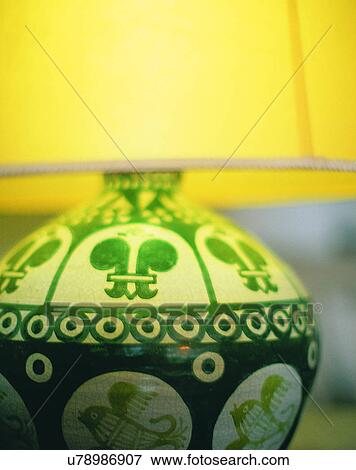 Stock Photo - Europe, close-up, indoors, traditional design, lamp, lampshade. Fotosearch