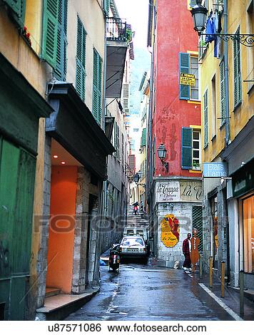 europe, outdoors, streets, alley, cars, motorcycles View Large Photo Image Stock Photograph - europe, outdoors, streets, alley, cars, motorcycles. Fotosearch
