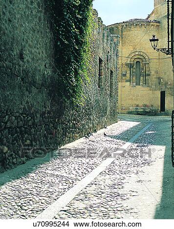 Picture - Europe, outdoors, streets, alley, shadows, vines. Fotosearch