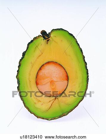 Stock Image - Fruits, nature, fresh, avocado, section, core. Fotosearch