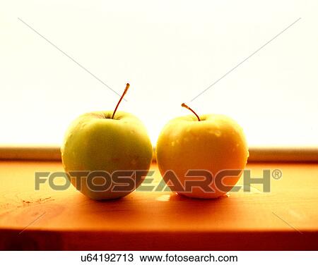 Stock Image - Fruits, nature, fresh, pears, pair, water drop. Fotosearch