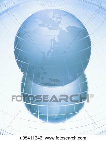 Stock Image - glass, close-up, globe, reflection. Fotosearch