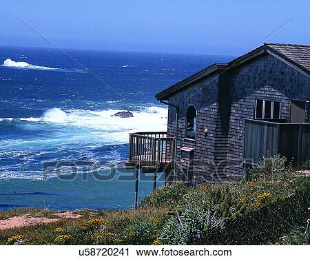 Stock Image - house, outdoors, daytime, architecture, water, Oceanside. Fotosearch