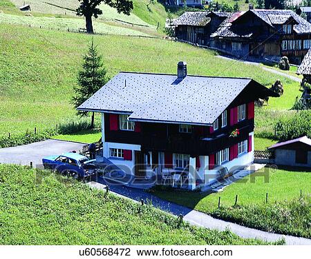 Stock Image - house, outdoors, daytime, architecture, countryside, yard. Fotosearch