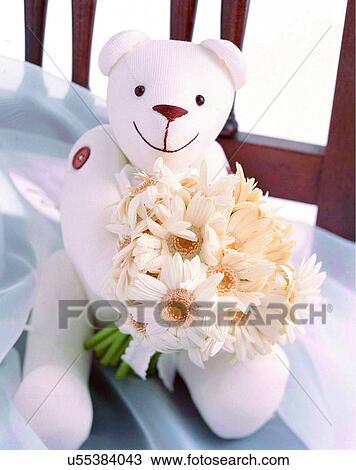 indoors, bouquet, flowers, close-up, chair, teddy bear View Large Photo Image Stock Image - indoors, bouquet, flowers, close-up, chair, teddy bear. Fotosearch