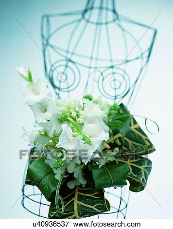 indoors, bouquet, flowers, close-up, white, leaves View Large Photo Image Stock Photo - indoors, bouquet, flowers, close-up, white, leaves. Fotosearch