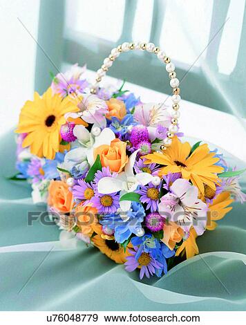 indoors, bouquet, flowers, close-up, basket View Large Photo Image Stock Photo - indoors, bouquet, flowers, close-up, basket. Fotosearch
