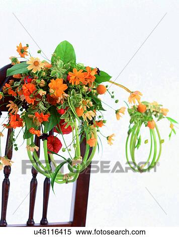 indoors, bouquet, flowers, close-up, orange, leaves View Large Photo Image Stock Photography - indoors, bouquet, flowers, close-up, orange, leaves. Fotosearch