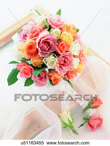 Stock Photography - indoors, bouquet, flowers, close-up, roses. Fotosearch