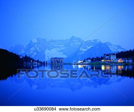 Picture - lakeside, water, nature, sky, mountains, landscape. Fotosearch