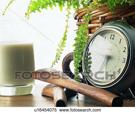 lifestyle, close-up, wood spoons, clock, glass, milk View Large Photo Image Stock Photography - lifestyle, close-up, wood spoons, clock, glass, milk. Fotosearch