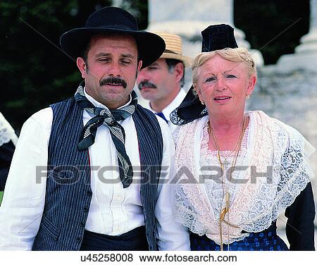 Stock Photo - love, couples, companionship, friends, middle-aged, traditional clothes. Fotosearch