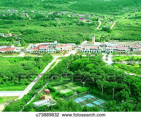 Stock Image - Micronesia, tropical, outdoors, scenery, water, village. Fotosearch