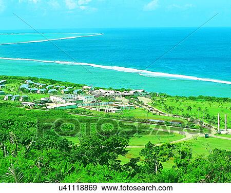 Stock Photo - Micronesia, tropical, outdoors, scenery, water, fields. Fotosearch