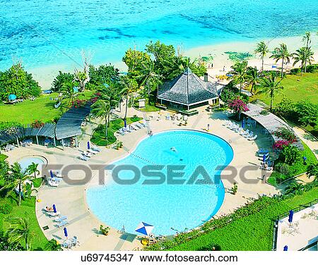 Stock Photo - Micronesia, tropical, outdoors, scenery, water, aerial view. Fotosearch