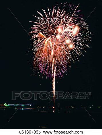 night time, outdoors, summer, sky, fireworks View Large Photo Image Stock Photography - night time, outdoors, summer, sky, fireworks. Fotosearch