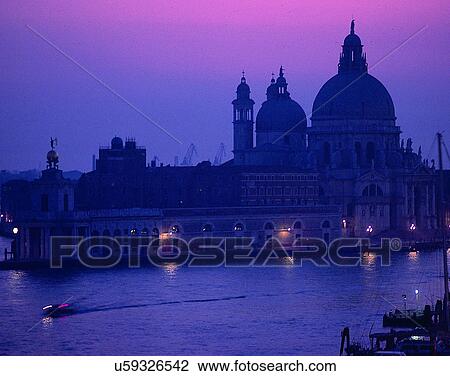 Stock Image - outdoors, Italy, Europe, architecture, night, lights. Fotosearch