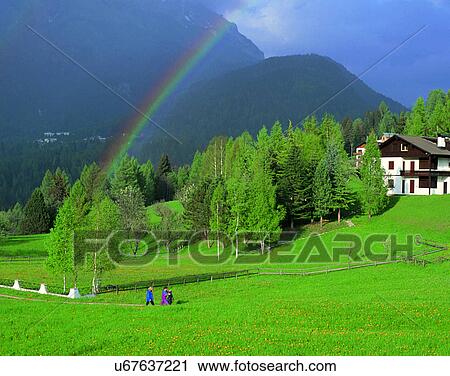 Stock Image - outdoors, Italy, Europe, countryside, farm, house. Fotosearch