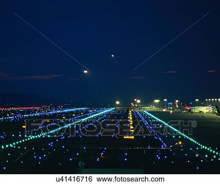outdoors, night time, lights, sky, evening, airport View Large Photo Image Stock Photograph - outdoors, night time, lights, sky, evening, airport. Fotosearch