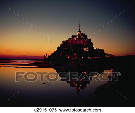 Stock Photography - outdoors, night time, lights, sky, water front, evening. Fotosearch
