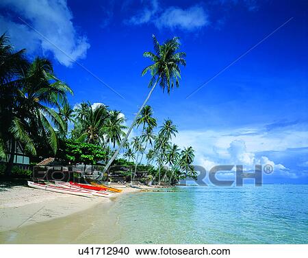 Stock Image - Pacific Ocean, islands, scenery, outdoors, sky, water. Fotosearch