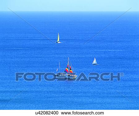 Stock Image - Pacific Ocean, islands, scenery, outdoors, sky, water. Fotosearch