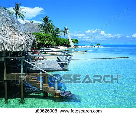 Stock Photo - Pacific Ocean, islands, scenery, outdoors, sky, water. Fotosearch