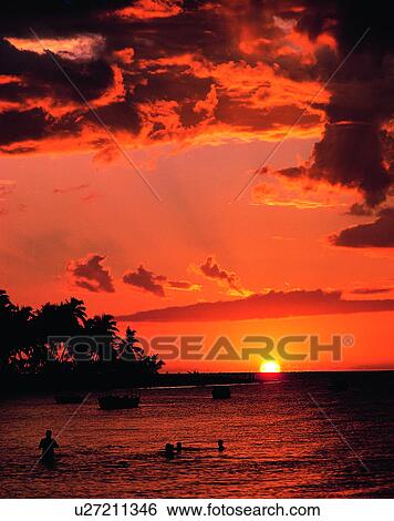 Stock Photograph - Pacific Ocean, islands, scenery, outdoors, sky, water. Fotosearch