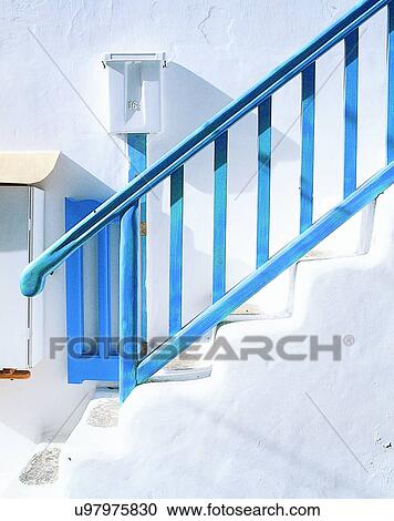railing, outdoors, stairs, wall, building, Aegean sea View Large Photo Image Stock Image - railing, outdoors, stairs, wall, building, Aegean sea. Fotosearch