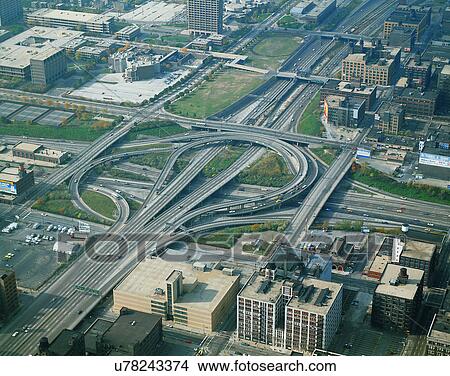 road, outdoor, high angel view, buildings, transportation, freeways View Large Photo Image Picture - road, outdoor, high angel view, buildings, transportation, freeways. Fotosearch