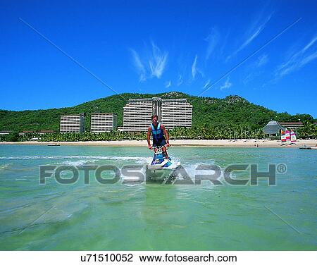 Stock Image - scenery, Australia, water, beach, watersports, jet ski. Fotosearch