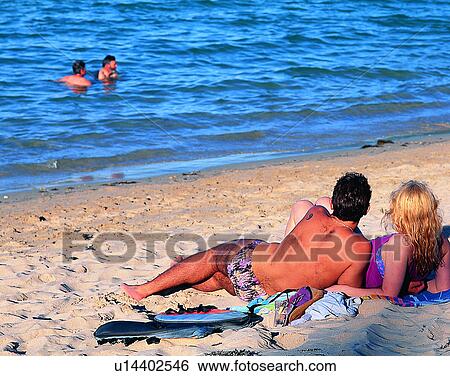 Stock Photograph - scenery, Australia, water, beach, swimming, people. Fotosearch
