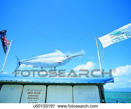 Stock Photo - scenery, Australia, water, sky, clouds, flags. Fotosearch