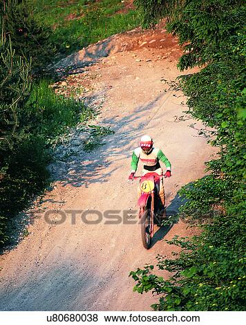 sport, outdoors, motorbike, person, riding, dirt road View Large Photo Image Stock Photo - sport, outdoors, motorbike, person, riding, dirt road. Fotosearch