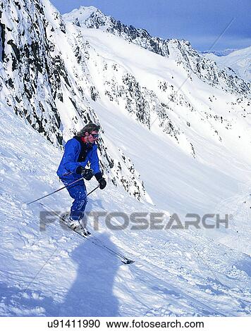 sport, outdoors, mountain, winter, snow, skiing View Large Photo Image Stock Image - sport, outdoors, mountain, winter, snow, skiing. Fotosearch