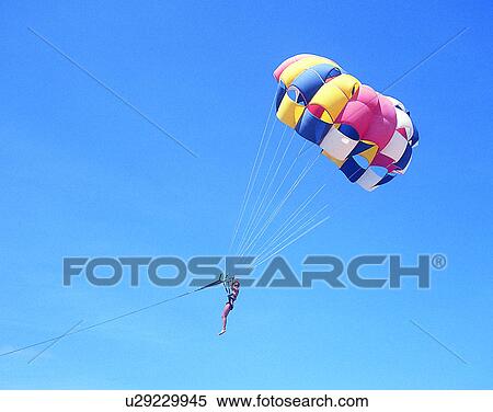 sport, outdoors, parachute, person, sky View Large Photo Image Stock Photography - sport, outdoors, parachute, person, sky. Fotosearch