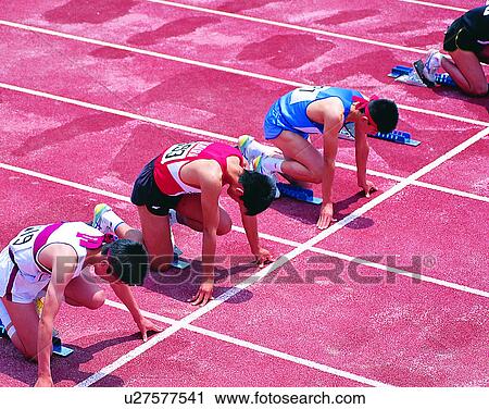 sport, outdoors, racetrack, race, runners, starting View Large Photo Image Stock Image - sport, outdoors, racetrack, race, runners, starting. Fotosearch