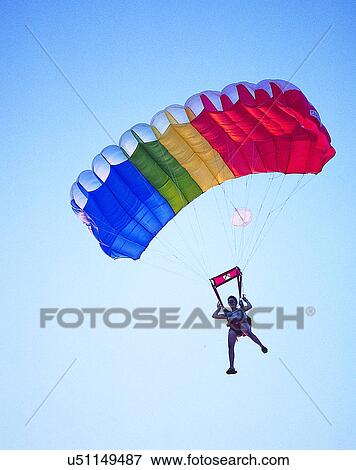sport, outdoors, sky, person, parachute View Large Photo Image Stock Photo - sport, outdoors, sky, person, parachute. Fotosearch