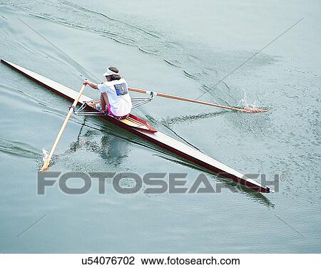 Stock Image - sport, outdoors, water, boats, rowing, paddles. Fotosearch
