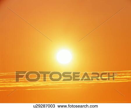 Stock Image - sun light, sun, sky, clouds, outdoors, sunrise. Fotosearch