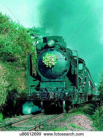 Stock Photo - train, travel, transportation, outdoors, daylight, front. Fotosearch