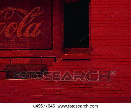 Stock Photograph - wall, close-up, brick, red, broken, sign. Fotosearch