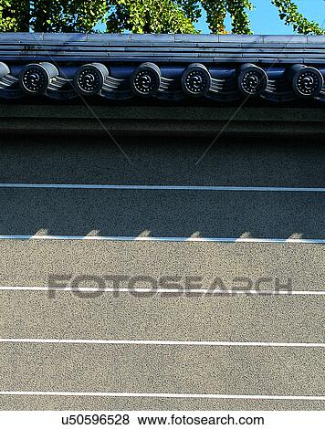 Stock Photo - wall, close-up, lines, pattern, roof, sky. Fotosearch